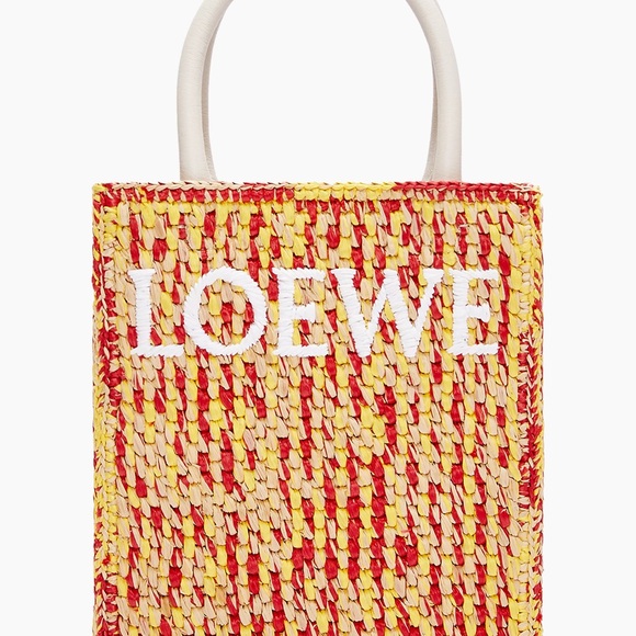 Loewe Raffia Calfskin Standard A5 Tote Bag White Multicolor - Picture 4 of 7